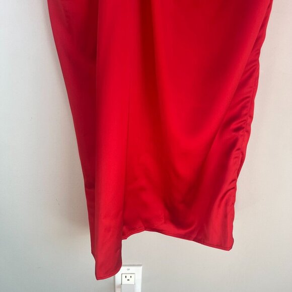 Vici Womens Midi Satin Floral Knot Draped Skirt SMALL in Red - Picture 3 of 9